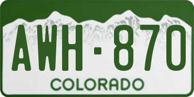 CO license plate AWH870