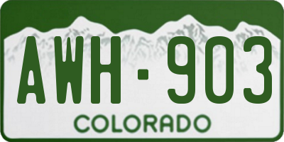CO license plate AWH903