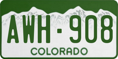 CO license plate AWH908