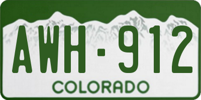 CO license plate AWH912