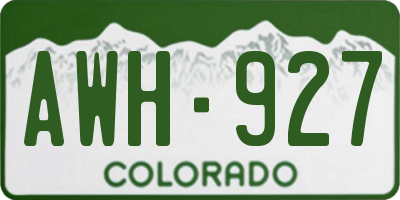 CO license plate AWH927