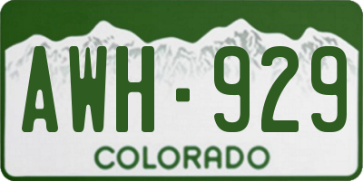 CO license plate AWH929