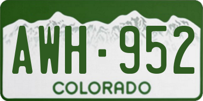 CO license plate AWH952