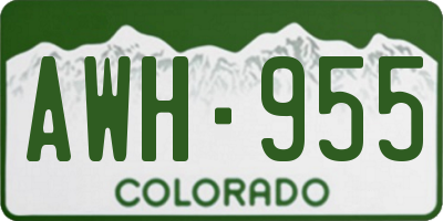 CO license plate AWH955