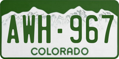 CO license plate AWH967