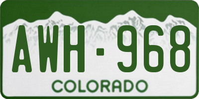CO license plate AWH968