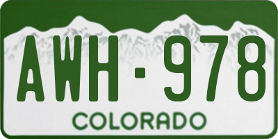 CO license plate AWH978