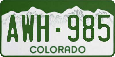 CO license plate AWH985