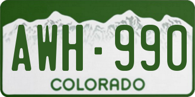 CO license plate AWH990