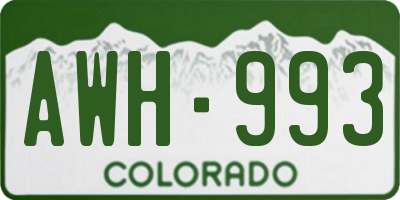 CO license plate AWH993