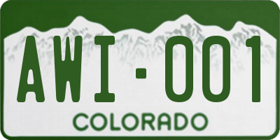 CO license plate AWI001