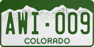 CO license plate AWI009