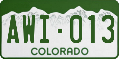 CO license plate AWI013