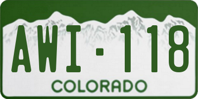 CO license plate AWI118