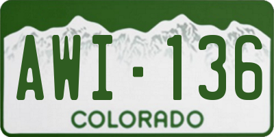 CO license plate AWI136