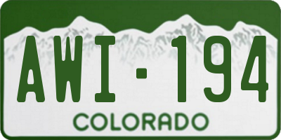 CO license plate AWI194