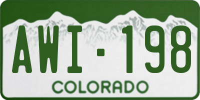 CO license plate AWI198