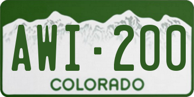 CO license plate AWI200