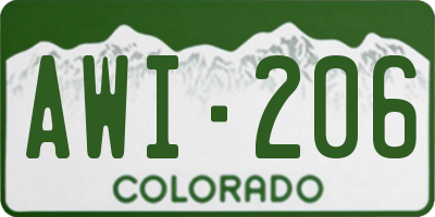 CO license plate AWI206