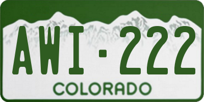 CO license plate AWI222