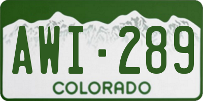 CO license plate AWI289
