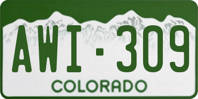 CO license plate AWI309