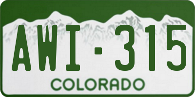CO license plate AWI315