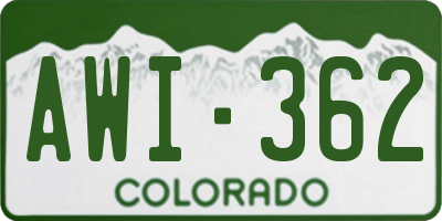 CO license plate AWI362