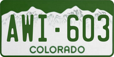 CO license plate AWI603