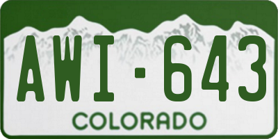 CO license plate AWI643