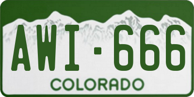 CO license plate AWI666