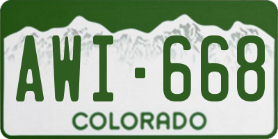 CO license plate AWI668