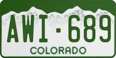CO license plate AWI689