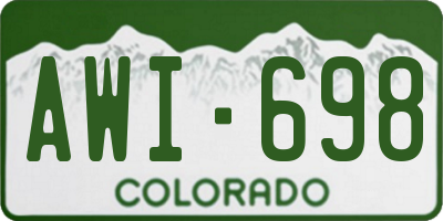 CO license plate AWI698