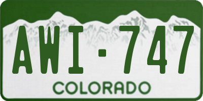 CO license plate AWI747