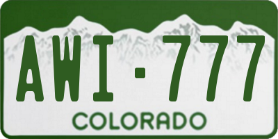 CO license plate AWI777