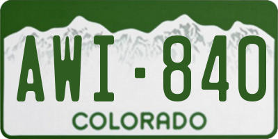 CO license plate AWI840