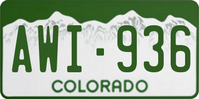 CO license plate AWI936
