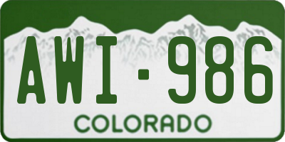 CO license plate AWI986