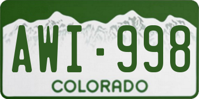 CO license plate AWI998