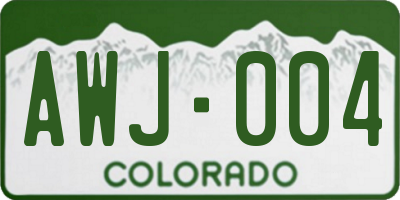 CO license plate AWJ004