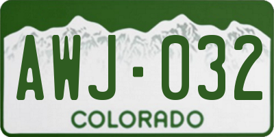 CO license plate AWJ032