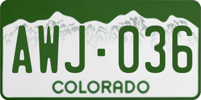 CO license plate AWJ036