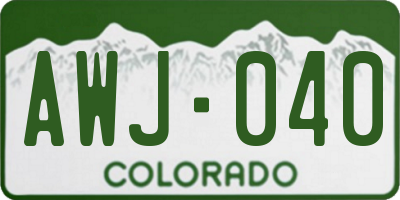 CO license plate AWJ040