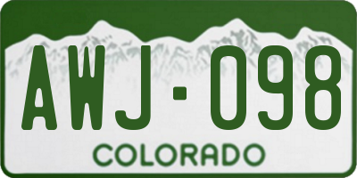 CO license plate AWJ098