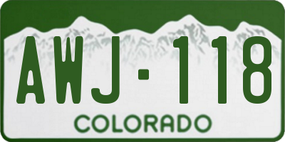CO license plate AWJ118