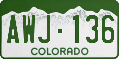 CO license plate AWJ136