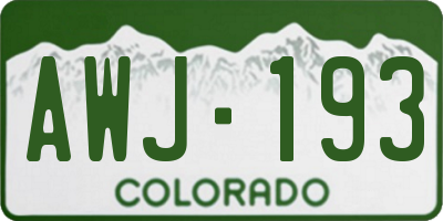 CO license plate AWJ193