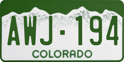 CO license plate AWJ194