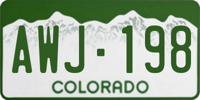CO license plate AWJ198
